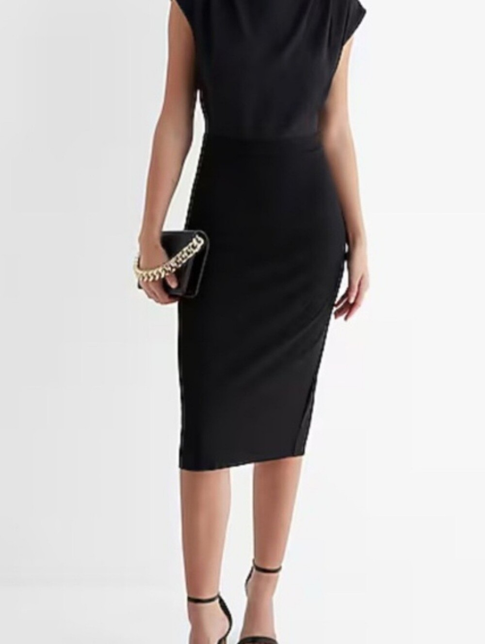 Express Black Pencil Dress Tailored Look Midi Sz Medium
